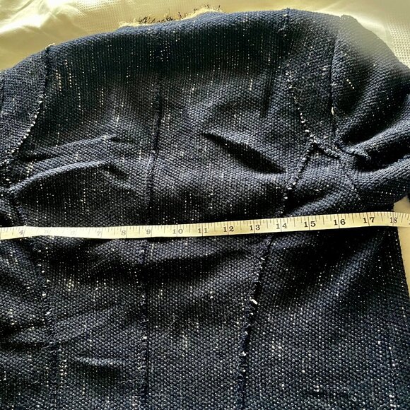 Rebecca Taylor Navy Tweed Look Jacket Fringe Accents SZ 2 Dressy - Picture 10 of 13